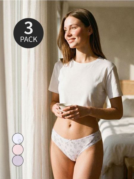 Bawełniane stringi typu tanga 3 pack - wielobarwny. Czerwone stringi damskie Sinsay, l, bez wzorów, z bawełny. Za 22.99 zł.