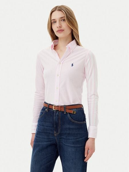 Polo Ralph Lauren Koszula 211965102001 Różowy Slim Fit. Czerwone bluzki damskie Polo Ralph Lauren, xs, bez wzorów, z bawełny, bez kołnierzyka, bez ramiączek. Za 349.99 zł.