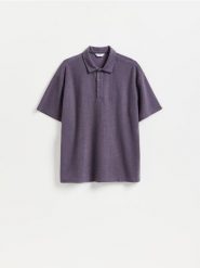 Koszulka polo boxy - fioletowy. Fioletowe koszulki polo męskie Reserved, l, bez wzorów, z bawełny, bez ramiączek. Za 119.99 zł.
