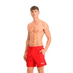 Kąpielówki męskie Puma Mid Shorts. Czerwone kąpielówki męskie Puma, m, bez wzorów, do pływania. Za 173.99 zł.