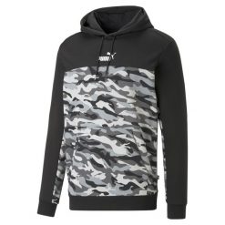 Sweatshirt bluza z kapturem camo Puma ESS Block TR. Czarne bluzy sportowe męskie Puma, s, bez wzorów, z kapturem, na fitness i siłownię. W wyprzedaży za 228.10 zł.