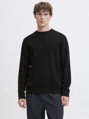 Jack & Jones sweter z dzianiny Mężczyźni Bawełna (100%) czarny, XXL. Czarne swetry przez głowę męskie Jack & Jones, m, bez wzorów, z bawełny, bez kołnierzyka. Za 249.95 zł.