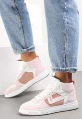 Biało-Różowe Sneakersy Maeramia. Czerwone obuwie sportowe damskie Renee, bez wzorów, z dżerseju. Za 44.99 zł.