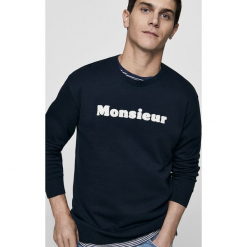 Mango Man - Bluza Silvesc. Czarne bluzy męskie marki Mango Man, z aplikacjami, z bawełny. Za 119.90 zł.
