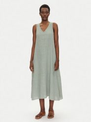 Bomboogie Sukienka letnia AW8391TLIV5 Zielony Regular Fit. Zielone sukienki damskie Bomboogie, na lato, bez wzorów, ze lnu, bez kołnierzyka, bez ramiączek. Za 369.99 zł.