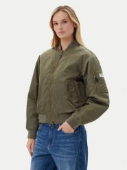 Guess Jeans Kurtka bomber W5RL81 WHAA2 Khaki Regular Fit. Brązowe kurtki damskie Guess Jeans, xl, z aplikacjami, z jeansu, bez kaptura. Za 449.99 zł.