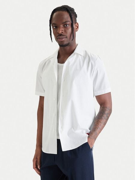 HUGO Koszula Ellino 50560584 Biały Relaxed Fit. Białe koszule męskie Hugo, m, bez wzorów, bez kołnierzyka, bez ramiączek. Za 399.99 zł.
