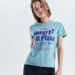 Koszulka z nadrukiem - Zielony. T-shirty damskie marki Cropp. Za 19.99 zł.