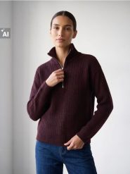 Sweter oversize z golfem i zamkiem - bordowy. Czerwone swetry damskie Sinsay, l, bez wzorów, bez kołnierzyka, bez ramiączek, bez kaptura. Za 59.99 zł.