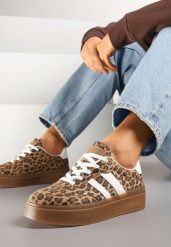 Panterkowe Sneakersy w Stylu Kultowych Tenisówek na Grubej Podeszwie Carilne. Obuwie sportowe damskie Born2be, bez wzorów, z jeansu, tenisowe. Za 89.99 zł.