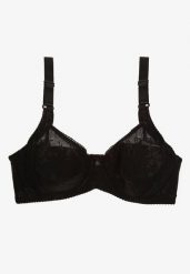 Czarny Full Cup Biustonosz z Koronką Vikonie. Czarne biustonosze Renee, bez wzorów, z jedwabiu. Za 24.99 zł.