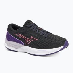Buty do biegania damskie Mizuno Wave Revolt 3 black/camellia rose/violet indigo. Czarne obuwie sportowe damskie Mizuno, bez wzorów, z materiału, do biegania, mizuno wave. Za 299.99 zł.