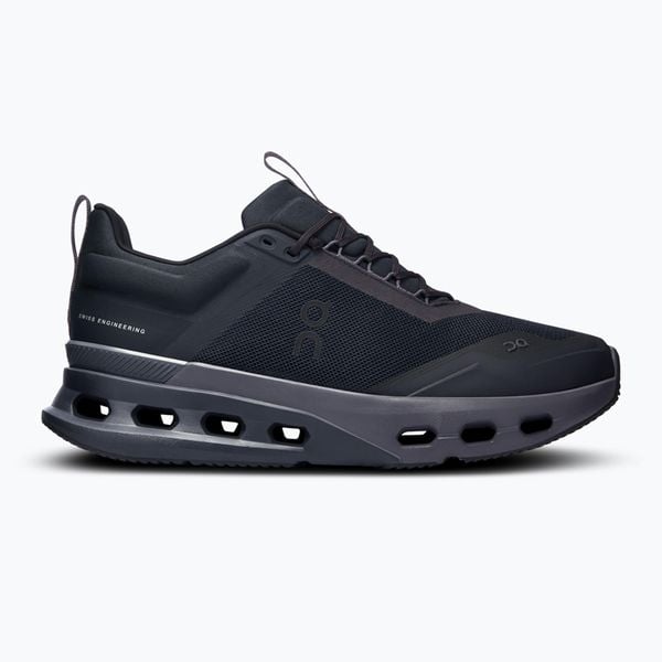 Buty treningowe damskie On Running Cloudnova X black/eclipse. Czarne obuwie sportowe damskie On, bez wzorów, z materiału, do biegania. Za 649.99 zł.