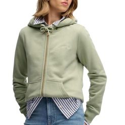 Damska bluza z kapturem zapinana na zamek Superdry Essential Logo Hb. Zielone bluzy damskie Superdry., m, bez wzorów, z bawełny, z kapturem. Za 329.15 zł.
