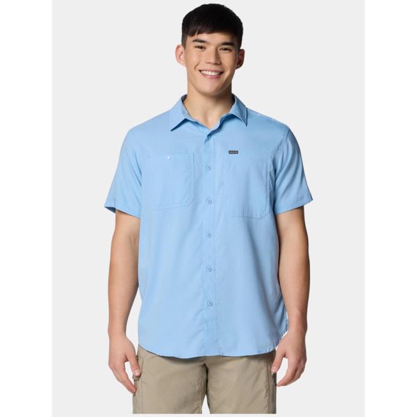 Koszulka turystyczna męska Columbia Silver Ridge Utility Lite. Niebieskie koszulki sportowe męskie Columbia, l, bez wzorów, bez kołnierzyka, bez ramiączek, trekkingowe. W wyprzedaży za 251.10 zł.