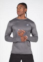 Koszulka fitness męska Gorilla Wear USA Washington z długim rękawem. Szare koszulki sportowe męskie GORILLA WEAR, m, bez wzorów, z poliesteru, bez kołnierzyka, bez ramiączek, na fitness i siłownię. Za 196.10 zł.