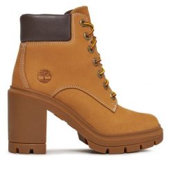 Trzewiki Timberland. Brązowe botki damskie Timberland, bez obcasa, na słupku, bez zapięcia. Za 579.99 zł.
