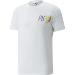 Koszulka sportowa męska Puma Swxp Graphic. Białe koszulki sportowe męskie Puma, m, bez wzorów, bez kołnierzyka, bez ramiączek, na jogę i pilates. Za 226.00 zł.