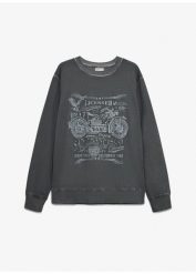 Bluza dresowa z czystej bawełny. Niebieskie bluzy męskie bonprix, m, bez wzorów, z bawełny, bez kaptura. Za 109.99 zł.