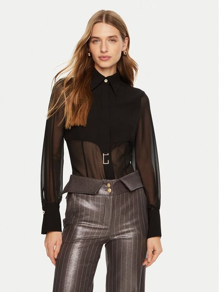 Babylon Koszula ED0492 Czarny Regular Fit. Czarne bluzki damskie Babylon, bez wzorów, z syntetyku, bez kołnierzyka, bez ramiączek. Za 469.99 zł.