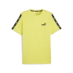 Męska koszulka Essentials+ Tape PUMA Lime Sheen Green. Zielone koszulki sportowe męskie Puma, m, bez wzorów, bez kołnierzyka, bez ramiączek, na jogę i pilates. Za 85.99 zł.