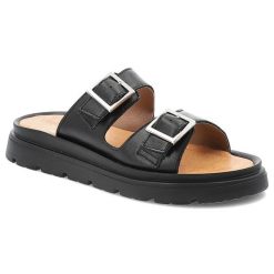 Czarne Klapki Wasak Modne Skórzane Obuwie Damskie. Czarne klapki damskie Wasak, bez wzorów, ze skóry, klasyczne, bez obcasa. Za 269.00 zł.