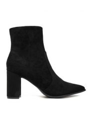 JENNY Botki CEO-R25AW2401 Czarny. Czarne botki damskie Jenny, z materiału, bez obcasa, na słupku, bez zapięcia. Za 159.99 zł.