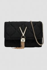 VALENTINO Czarna damska torebka Charlotte Flap Bag. Czarne kopertówki damskie Valentino by Mario Valentino, bez wzorów, ze skóry, zamszowe, bez dodatków. W wyprzedaży za 212.99 zł.