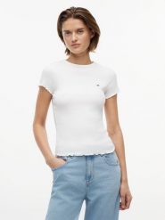 Tommy Jeans Koszulka Kobiety Bawełna biały, XS. Białe t-shirty damskie Tommy Jeans, xs, bez wzorów, z bawełny, bez kołnierzyka. Za 169.95 zł.