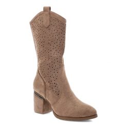 Brązowe Kozaki S.Barski Stylowe Obuwie Damskie W Stylu Boho. Brązowe kozaki damskie S.BARSKI, bez obcasa, na obcasie. Za 209.00 zł.