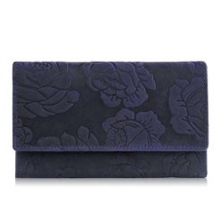 Portfel damski skórzany duży w róże granatowy Paolo Peruzzi T-107-HDB. Czerwone portfele damskie Paolo Peruzzi, bez wzorów, ze skóry. Za 69.00 zł.