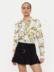 Versace Jeans Couture Koszula 78HAL222 Biały Relaxed Fit. Białe bluzki damskie Versace Jeans Couture, bez wzorów, z jeansu, bez kołnierzyka, bez ramiączek. Za 879.99 zł.