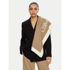 Chusta Calvin Klein. Brązowe szaliki i chusty damskie Calvin Klein, bez wzorów. Za 269.99 zł.