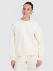 4F Bluza dresowa nierozpinana bez kaptura damska - biała L. Białe bluzy damskie 4f, l, bez wzorów, z dresówki, bez kaptura. Za 159.99 zł.