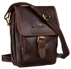 Listonoszka skórzana Peterson PTN TB-012-COM COGNAC. Brązowe torby na ramię męskie Peterson, bez wzorów, ze skóry, na ramię. Za 257.98 zł.