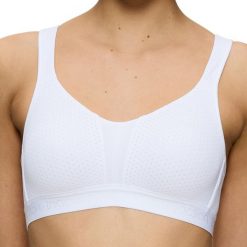 Stanik do biegania Energy Lite z wysoki poziomem podtrzymywania. Białe biustonosze TRIACTION, bez wzorów, z dżerseju. Za 244.00 zł.