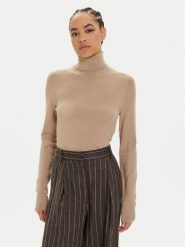 Calvin Klein Golf K20K207449 Beżowy Regular Fit. Brązowe swetry damskie Calvin Klein, s, bez wzorów, z wełny, bez kołnierzyka, bez ramiączek, bez kaptura. Za 309.99 zł.