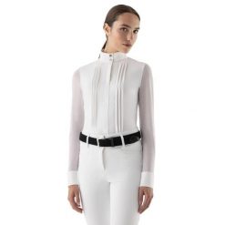 Damska koszulka konkursowa Equiline Gelsa. Białe koszule damskie EQODE BY EQUILINE, bez wzorów, sportowe, bez kołnierzyka, bez ramiączek. Za 596.50 zł.