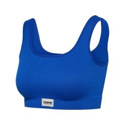 Bezszwowy biustonosz żebrowany dla kobiet Hummel Pulse. Niebieskie biustonosze Hummel, bez wzorów. Za 165.00 zł.