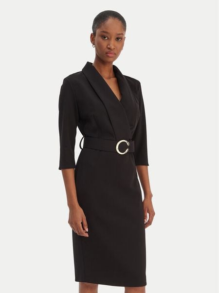 Rinascimento Sukienka koktajlowa CFC0126777003 Czarny Slim Fit. Czarne sukienki damskie Rinascimento, s, bez wzorów, z syntetyku, wizytowe, bez kołnierzyka, bez ramiączek. Za 439.99 zł.