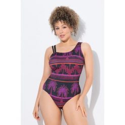 Damski Strój kąpielowy palmy miękkie miseczki dzielone ramiączko. Czarne kostiumy jednoczęściowe damskie Ulla Popken, plus size, bez wzorów, z elastanu, sportowe, plus size, do pływania. Za 244.99 zł.