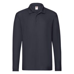 Męska Koszulka Polo Premium Z Długim Rękawem. Niebieskie bluzki z długim rękawem męskie Fruit of the Loom, l, bez wzorów, bez ramiączek. Za 86.99 zł.