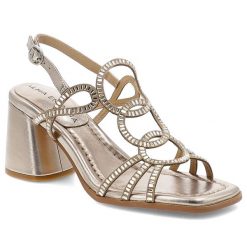 Sandały damskie Alma en Pena, eleganckie na wysokim obcasie i zapinane sprzączką, brązowe, V250990. Brązowe sandały damskie Alma en Pena, bez wzorów, bez obcasa, na obcasie, bez zapięcia. Za 449.00 zł.