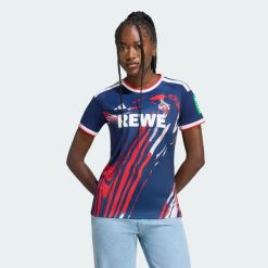 Koszulka piłkarska FC Koeln. Białe koszulki sportowe damskie Adidas, l, bez wzorów, z materiału, bez kołnierzyka, bez ramiączek, do piłki nożnej. Za 439.00 zł.