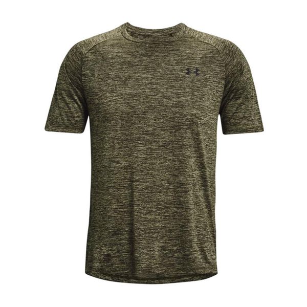Koszulka fitness męska Under Armour UA Tech. Zielone koszulki sportowe męskie Under Armour, m, bez wzorów, bez kołnierzyka, bez ramiączek, na fitness i siłownię. Za 81.28 zł.