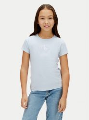 Calvin Klein Jeans T-Shirt LVCKSJA15G Niebieski Regular Fit. Niebieskie t-shirty i topy dla dziewczynek Calvin Klein Jeans, bez wzorów, z bawełny, bez ramiączek. Za 109.99 zł.