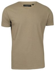 Beżowa Męska Koszulka (T-shirt) - Brave Soul - V-Neck. Brązowe t-shirty męskie Brave Soul, m, bez wzorów, z bawełny, casualowe, bez kołnierzyka. Za 45.00 zł.