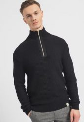 Męski Sweter Mustang Style Emil T Ziptroyer Black 1014440 4142. Czarne swetry przez głowę męskie Mustang, l, bez wzorów, z bawełny, bez kołnierzyka. Za 169.99 zł.