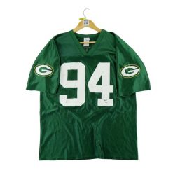 Second life - NFL męska koszulka Green Bay Packers 94 - Stan dobry. Zielone koszulki sportowe męskie NFL, l, bez wzorów, z jeansu, bez kołnierzyka, bez ramiączek, do piłki nożnej. Za 105.12 zł.