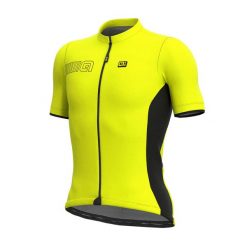 Koszulka rowerowa męska Alé Cycling Solid Color Block. Żółte koszulki sportowe męskie ALÉ CYCLING, m, bez wzorów, bez kołnierzyka, bez ramiączek, rowerowe. Za 199.99 zł.